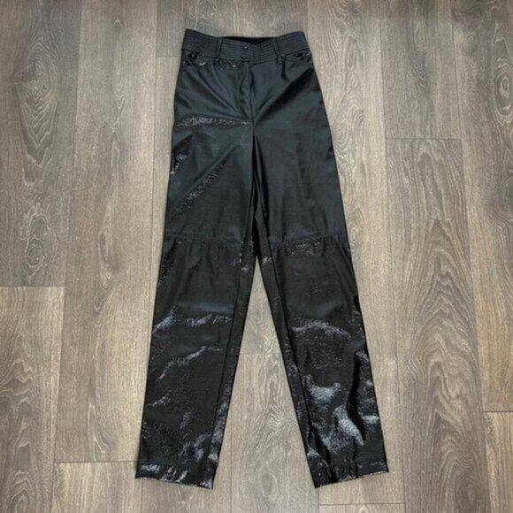 Wilfred Aritzia Funk Pant Straight leg High Rise Vinyl Patent Leather Glossy - Picture 8 of 15